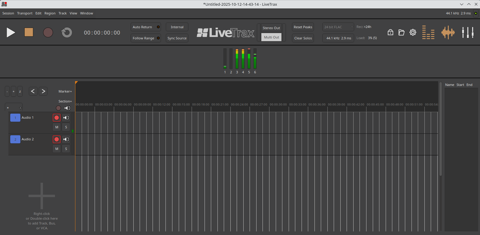 LiveTrax open on my Fedora desktop